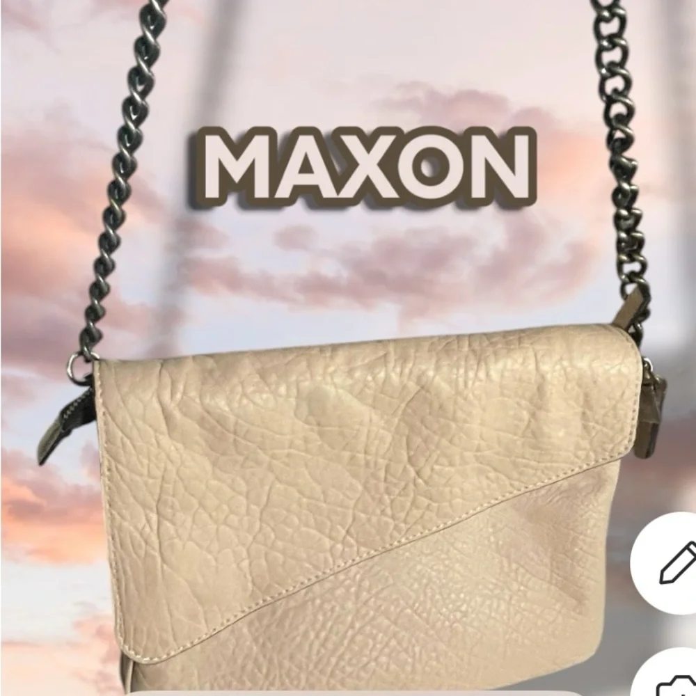Maxon Collection Italian Napa Leather Asymmetric Flap Crossbody Bag, Cipria Pink